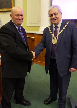 Outgoing Civic Chairman Councillor David Taylor (left) with newly appointed Civic Chairman Councillor Tony Kemp