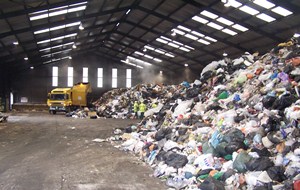 Waste in a waste treatment centre