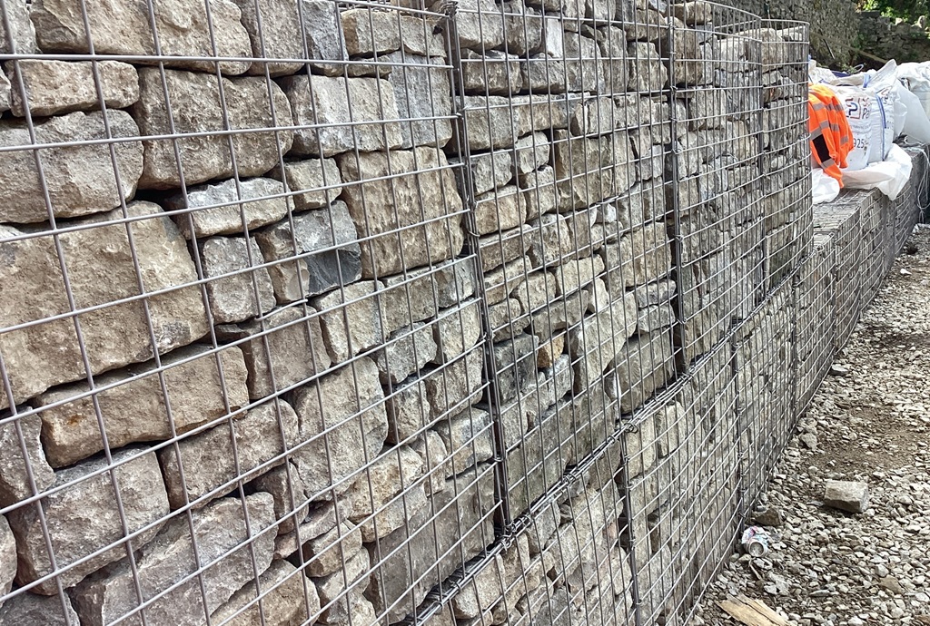 The new gabions in place