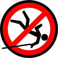 stick man with walking stick tripping over