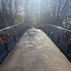The "love locks" Weir footbridge at Bakewell